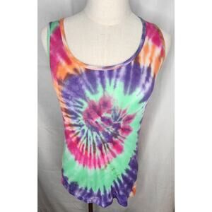 Tie Dye Spiral Ribbed Tank Top Rainbow Colors Grateful Dead